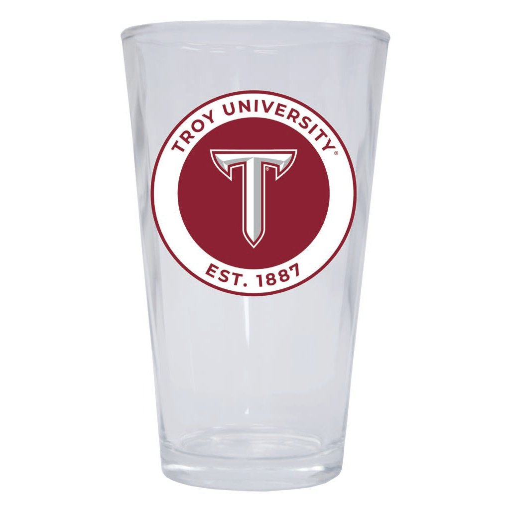 Troy University 16 oz Pint Glass Circle Design Officially Licensed Collegiate Product Image 1