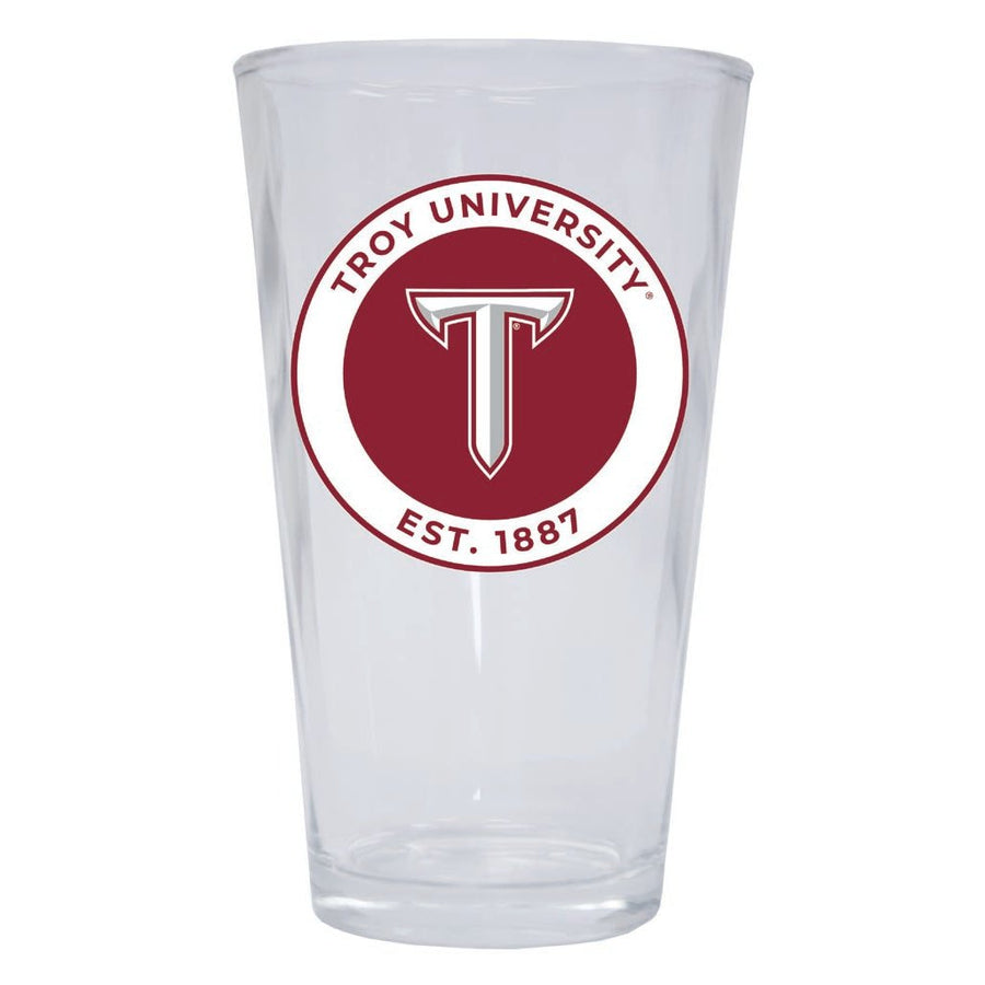 Troy University 16 oz Pint Glass Circle Design Officially Licensed Collegiate Product Image 1