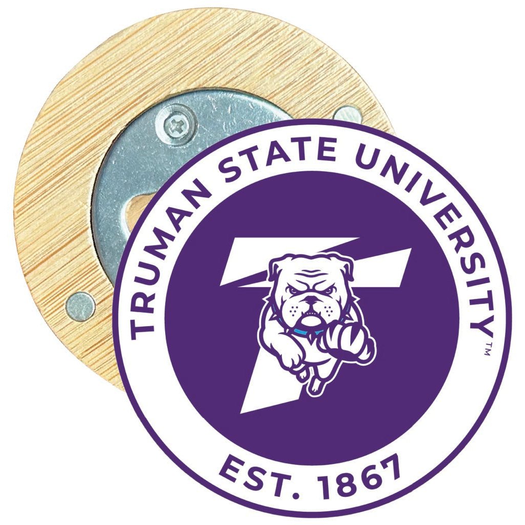 Truman State University Round Wood Magnetic Bottle Opener 2.5" Officially Licensed Collegiate Product Image 1