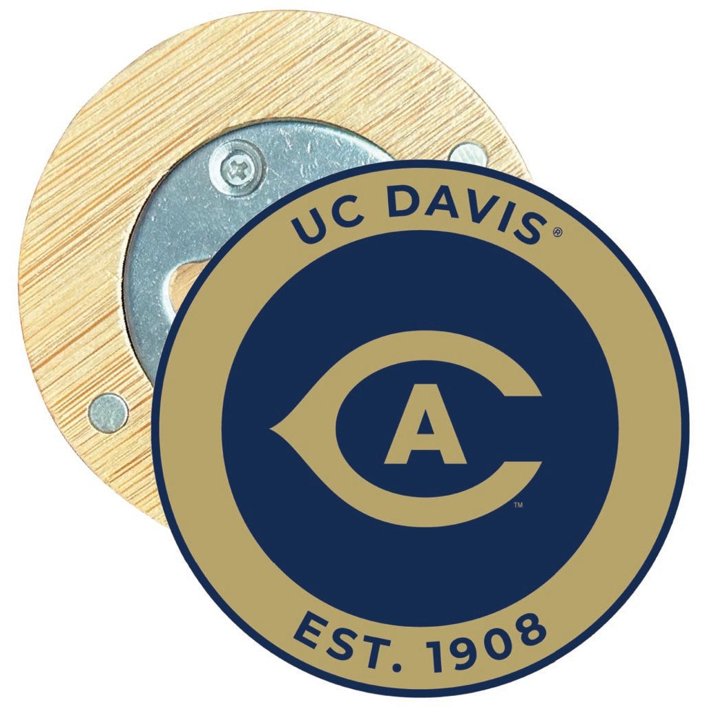 UC Davis Aggies Round Wood Magnetic Bottle Opener 2.5" Officially Licensed Collegiate Product Image 1