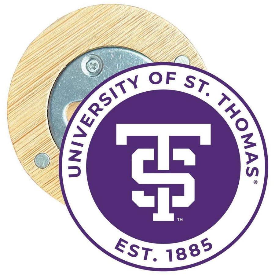 University of St. Thomas Round Wood Magnetic Bottle Opener 2.5" Officially Licensed Collegiate Product Image 1