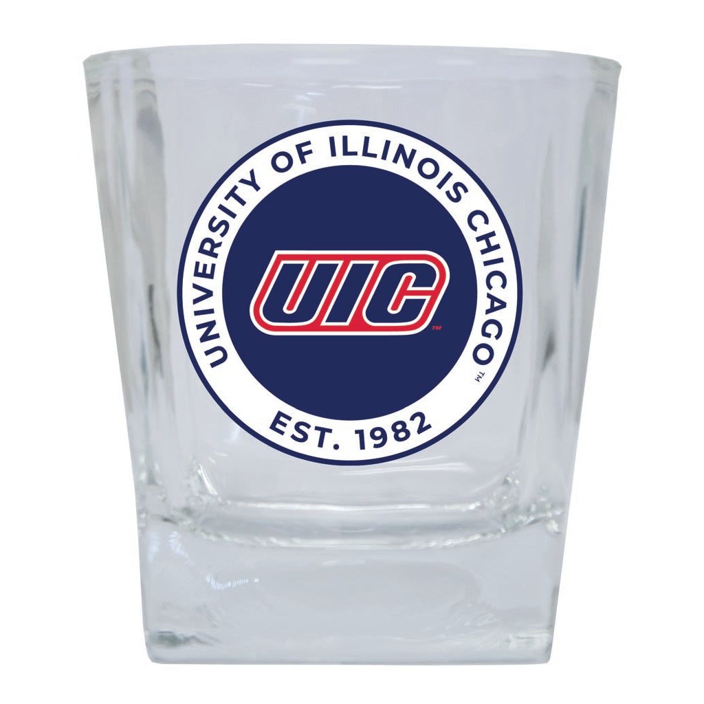 University of Illinois at Chicago 10 oz Whiskey Rocks Glass Circle Design Officially Licensed Collegiate Product Image 1