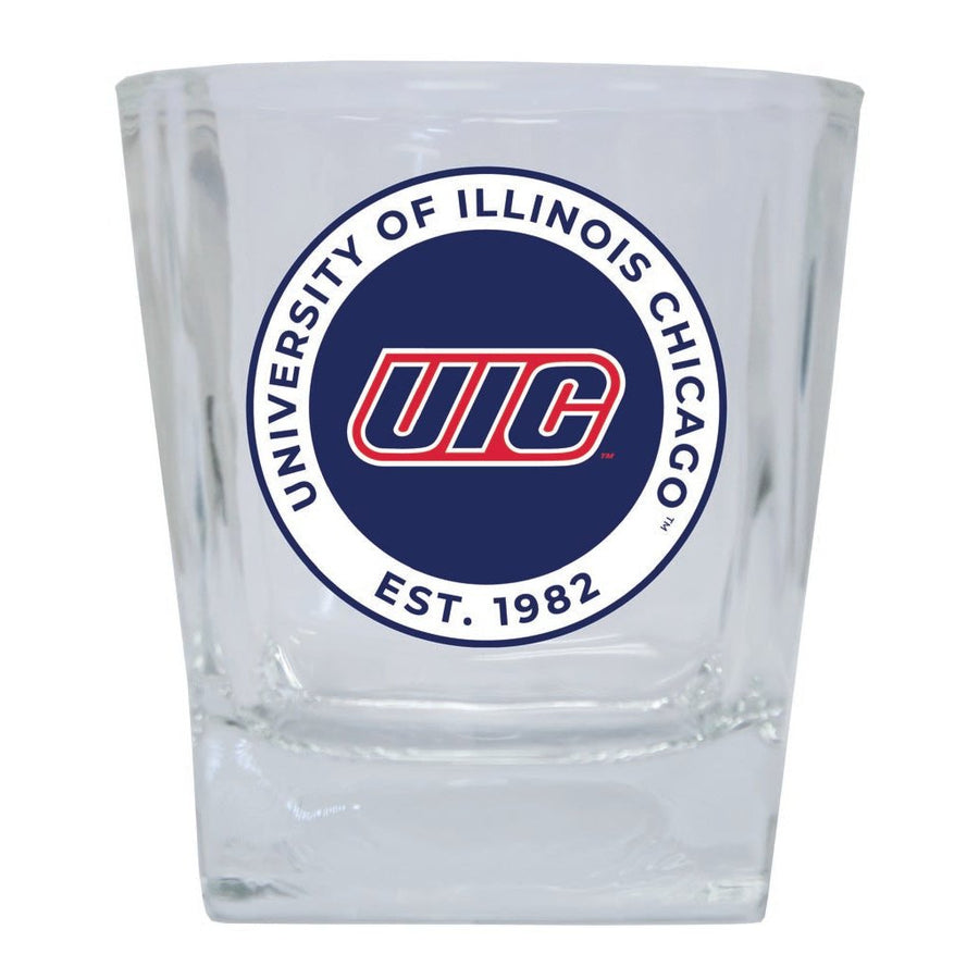 University of Illinois at Chicago 10 oz Whiskey Rocks Glass Circle Design Officially Licensed Collegiate Product Image 1