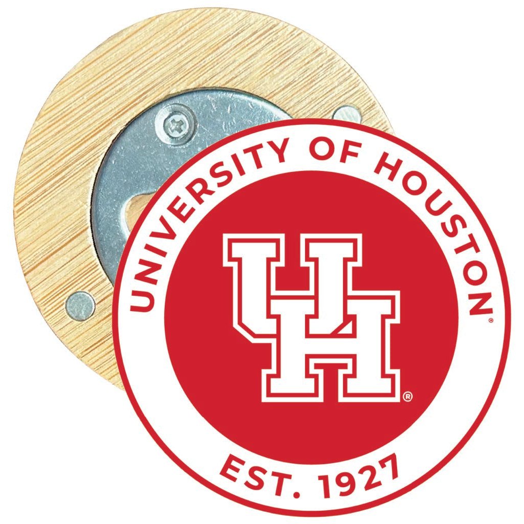 University of Houston Round Wood Magnetic Bottle Opener 2.5" Officially Licensed Collegiate Product Image 1