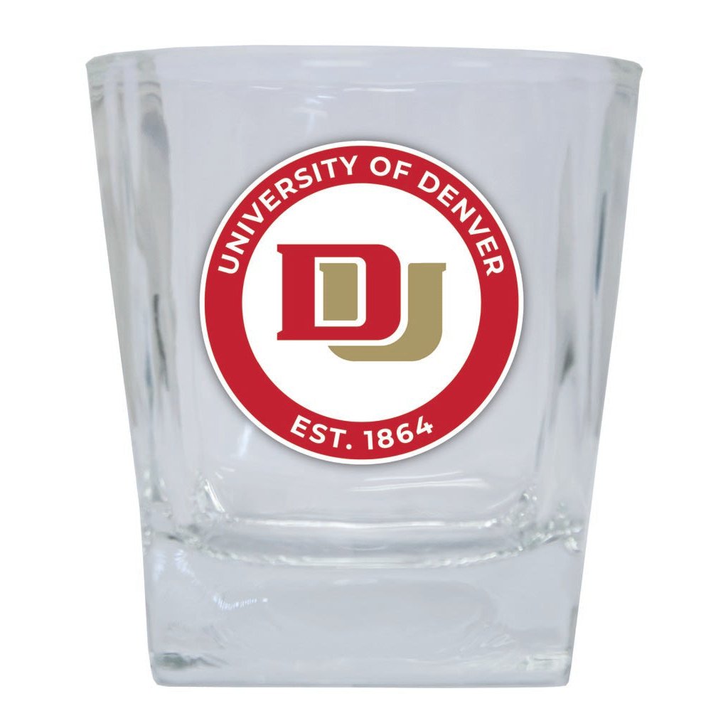 University of Denver Pioneers 10 oz Whiskey Rocks Glass Circle Design Officially Licensed Collegiate Product Image 1