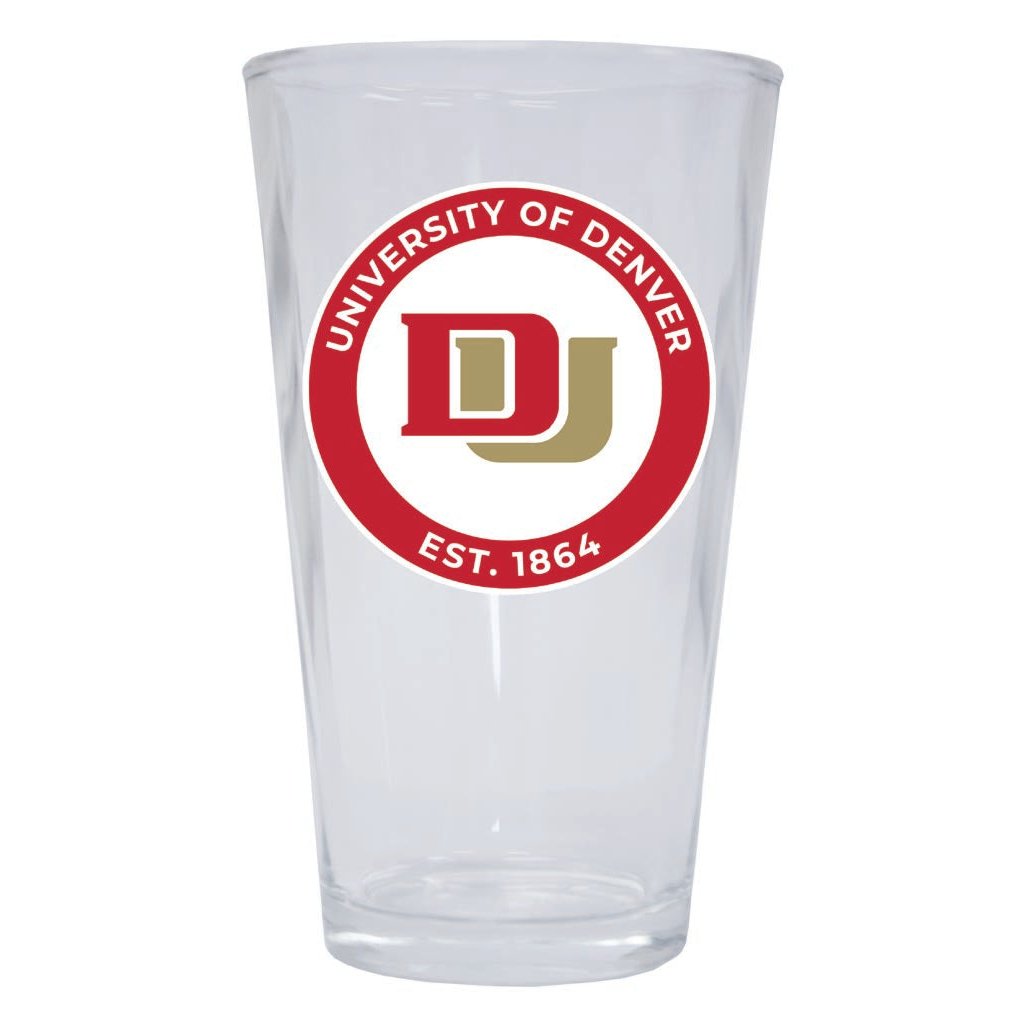 University of Denver Pioneers 16 oz Pint Glass Circle Design Officially Licensed Collegiate Product Image 1