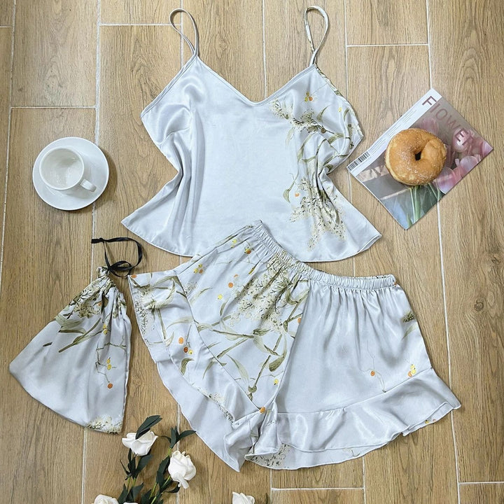 Floral Cami Top Ruffle Shorts Pajama Set - Womens Sleepwear Image 1