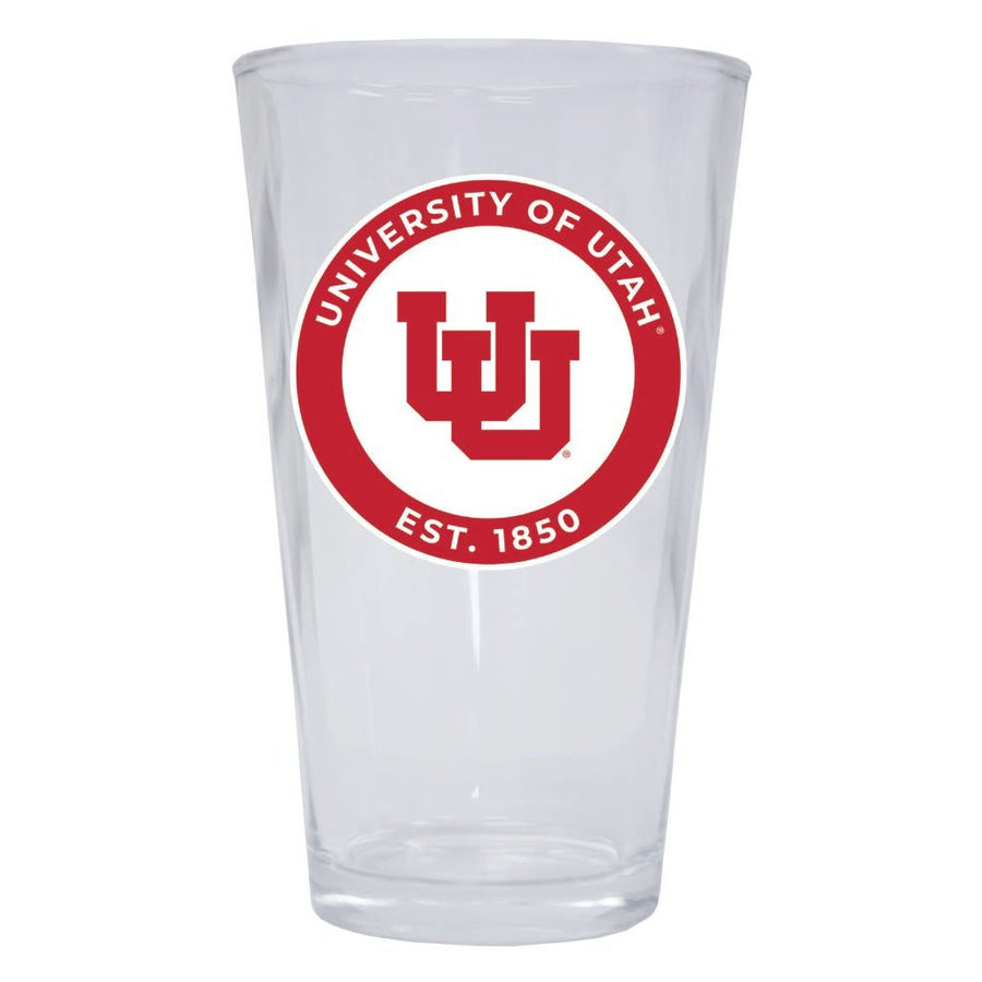 Utah Utes 16 oz Pint Glass Circle Design Officially Licensed Collegiate Product Image 1