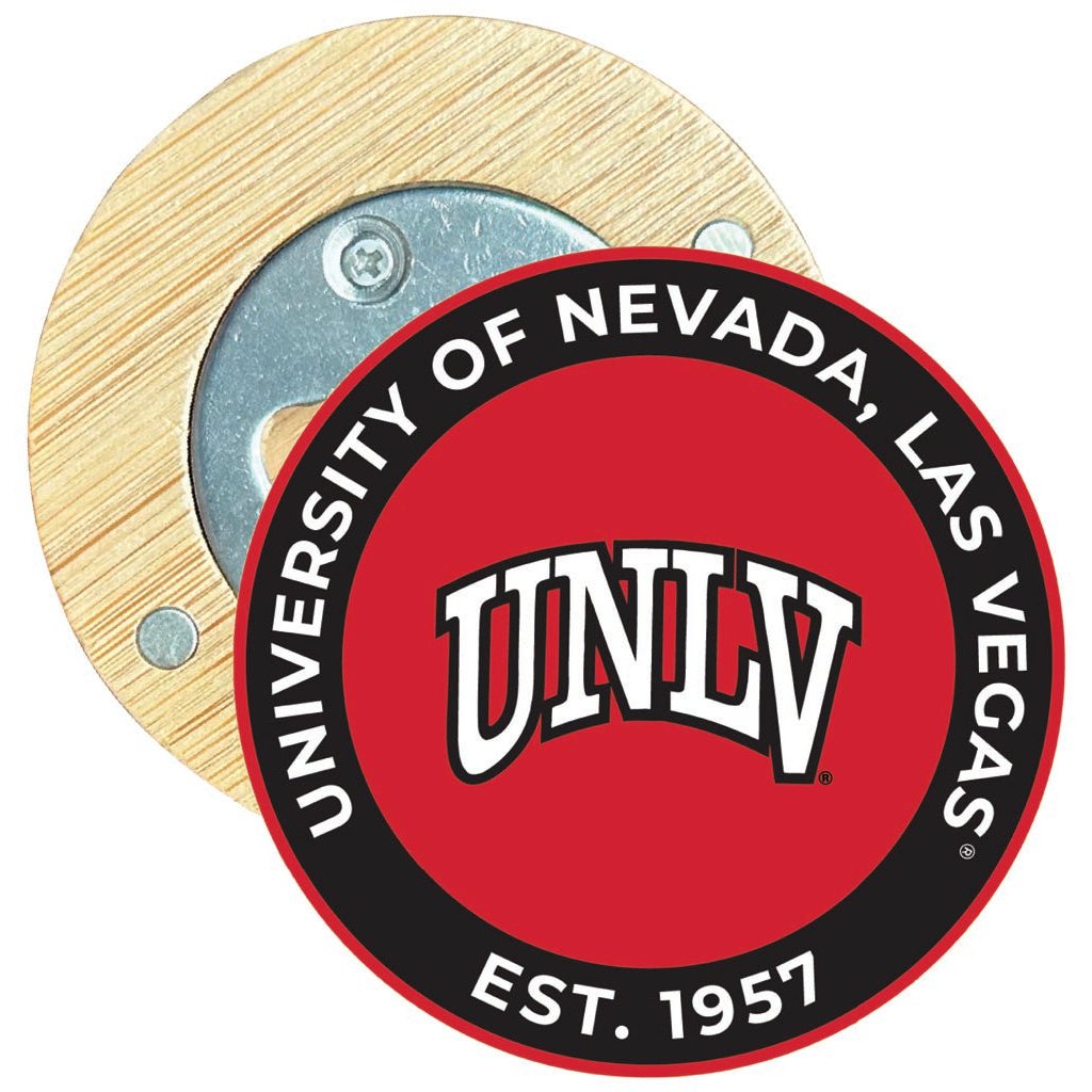 UNLV Rebels Round Wood Magnetic Bottle Opener 2.5" Officially Licensed Collegiate Product Image 1