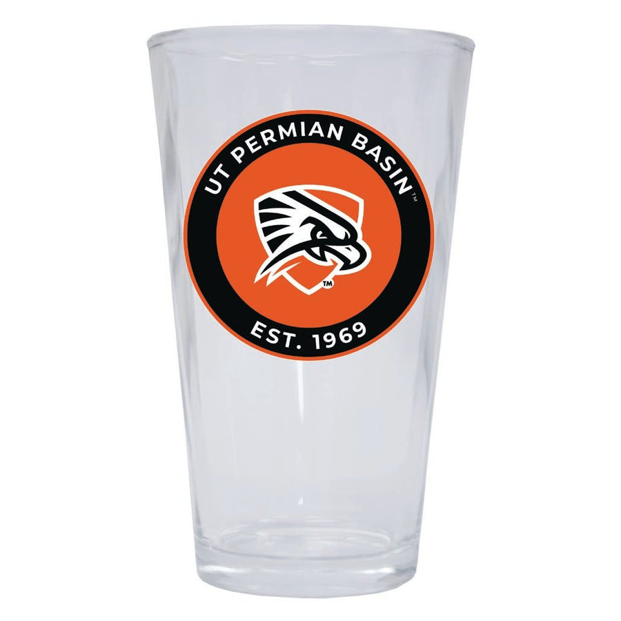 University of Texas of the Permian Basin 16 oz Pint Glass Circle Design Officially Licensed Collegiate Product Image 1