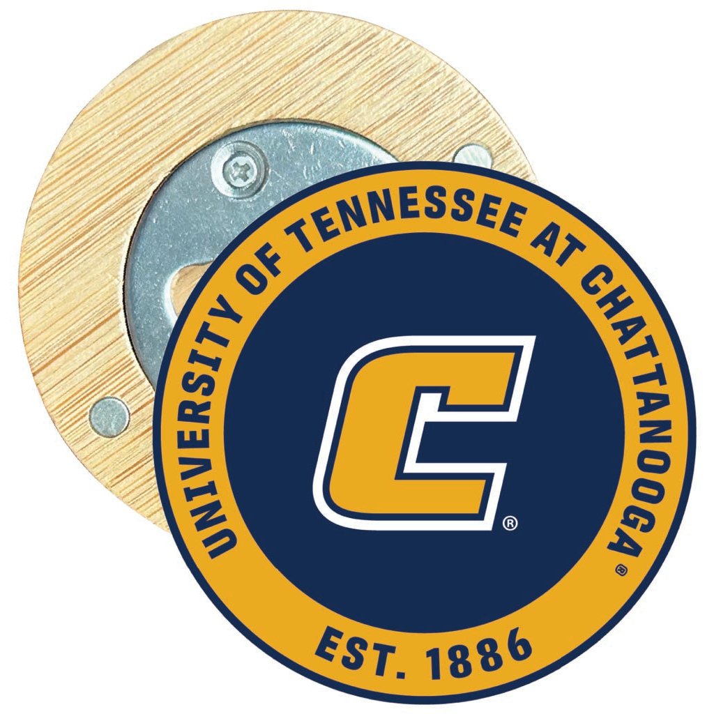 University of Tennessee at Chattanooga Round Wood Magnetic Bottle Opener 2.5" Officially Licensed Collegiate Product Image 1