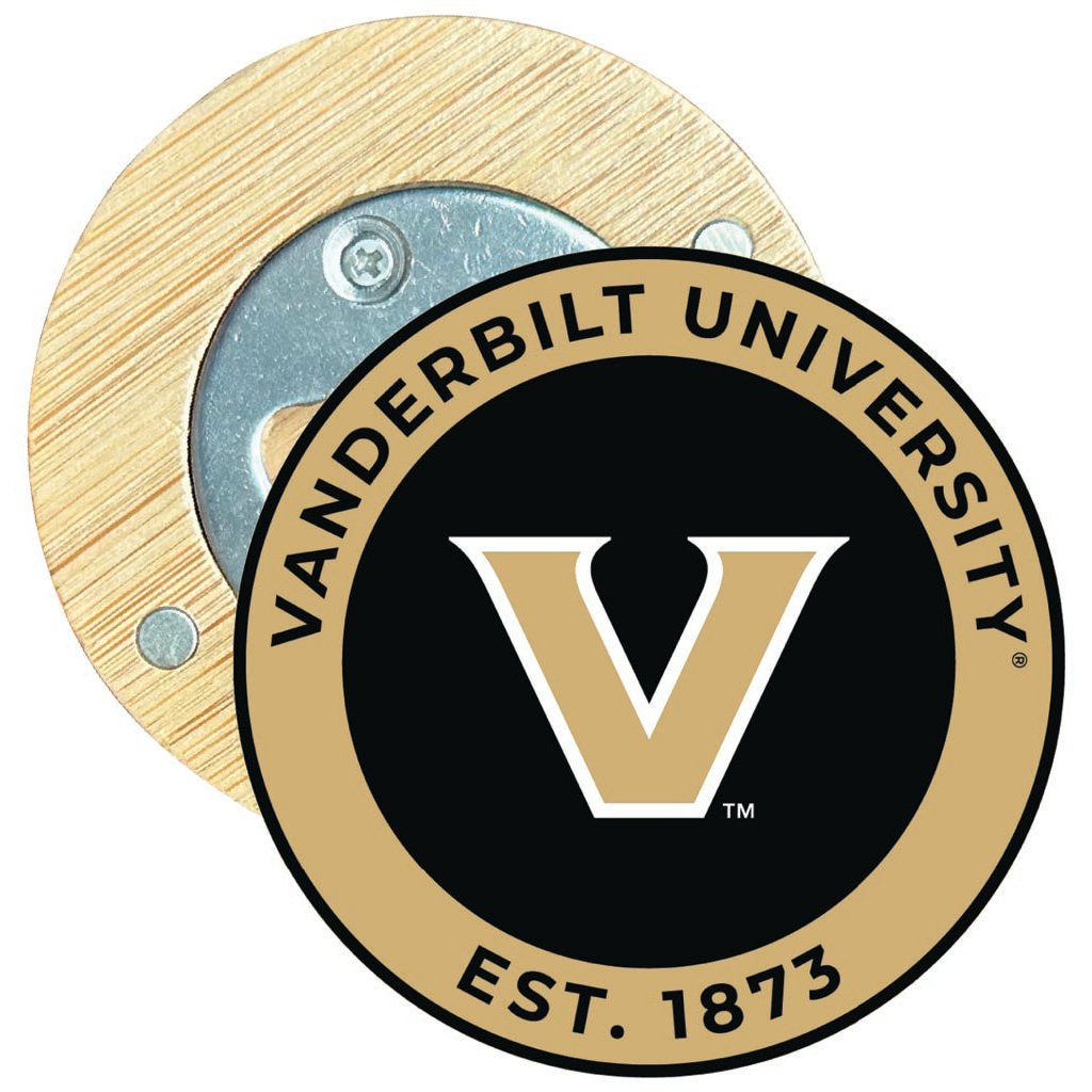 Vanderbilt University Round Wood Magnetic Bottle Opener 2.5" Officially Licensed Collegiate Product Image 1