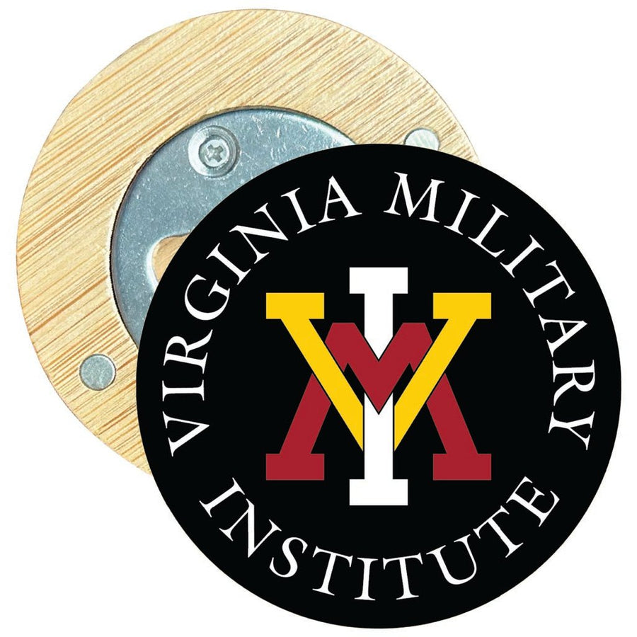 VMI Keydets Round Wood Magnetic Bottle Opener 2.5" Officially Licensed Collegiate Product Image 1