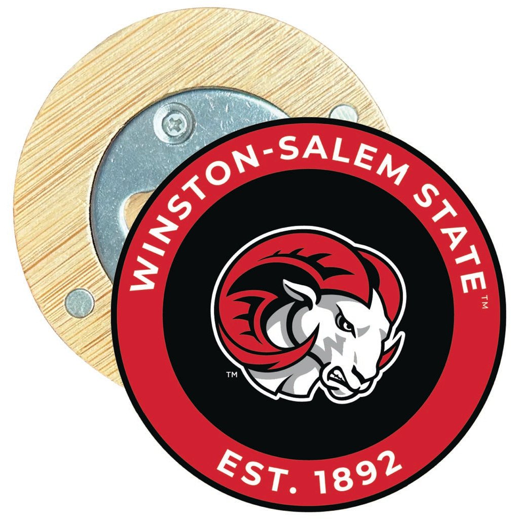 Winston-Salem State Round Wood Magnetic Bottle Opener 2.5" Officially Licensed Collegiate Product Image 1