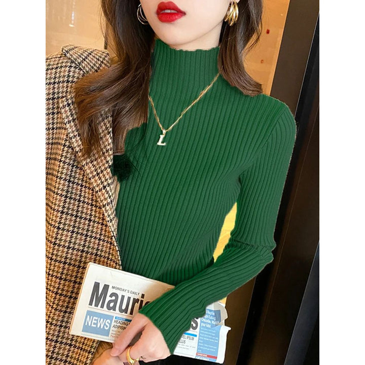 Chic Women s Turtleneck Sweater - Casual Slim Fit Knitted Top Image 3