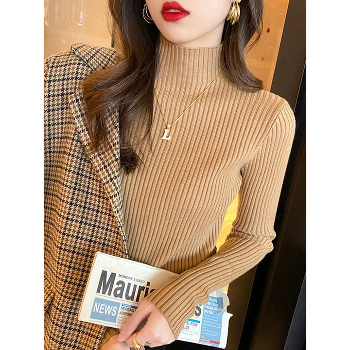 Chic Women s Turtleneck Sweater - Casual Slim Fit Knitted Top Image 6