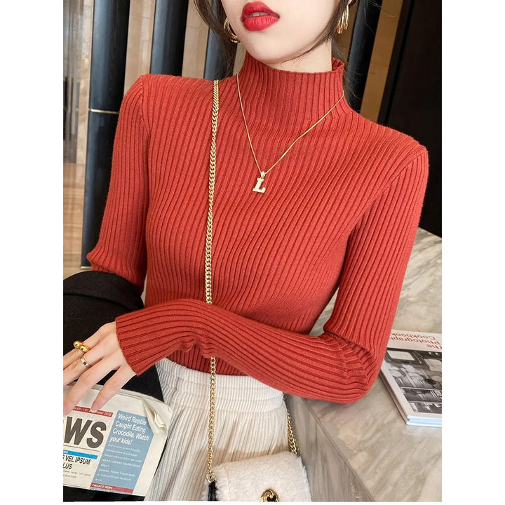 Chic Women s Turtleneck Sweater - Casual Slim Fit Knitted Top Image 8