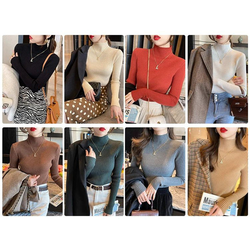 Chic Women s Turtleneck Sweater - Casual Slim Fit Knitted Top Image 10