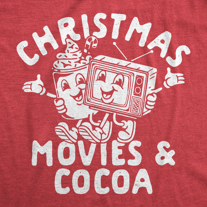 Womens Funny T Shirts Christmas Movies And Cocoa Sarcastic Xmas Graphic Tee For Ladies Image 2