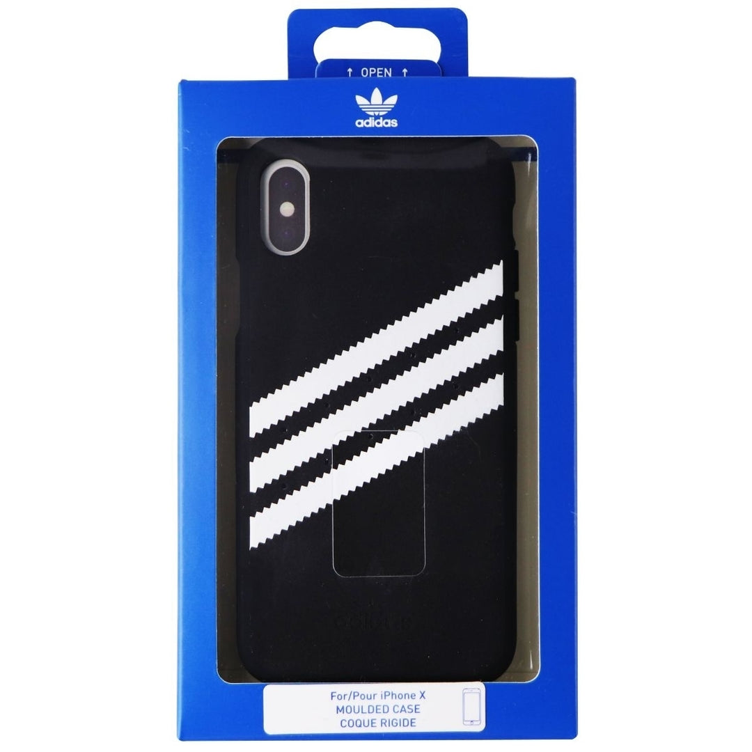 Adidas 3-Stripes Moulded Hard Case for iPhone XS / X - Black W/ White Stripes Image 1