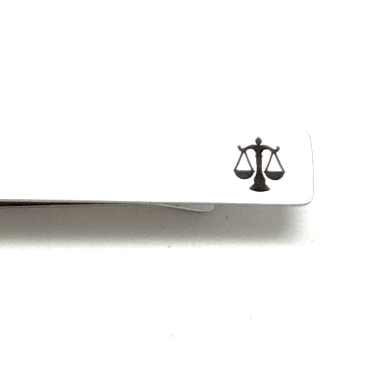 Lawyer Gift Tie Bar Stainless Steel Embossed Scale of Justice Black Enamel Tie Clip Judge Gift Husband Gift Law Student Image 3