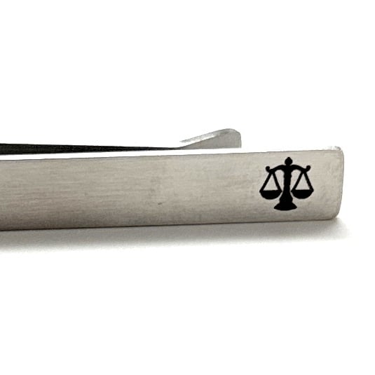 Lawyer Gift Tie Bar Stainless Steel Embossed Scale of Justice Black Enamel Tie Clip Judge Gift Husband Gift Law Student Image 7