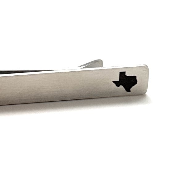 State of Texas Tie Bar Stainless Steel Embossed Texas Symbol Black Enamel Tie Clip Cowboy Gift Husband Gift Proud Texan Image 6