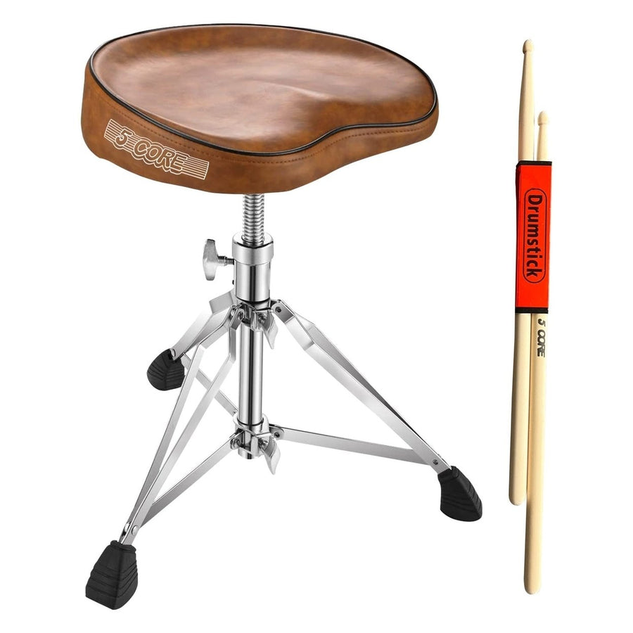 5Core Drum Throne Padded Guitar Stool Saddle Drummer Seat for Adults and Image 1