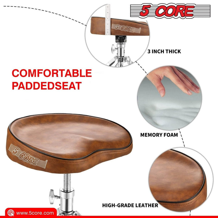 5Core Drum Throne Padded Guitar Stool Saddle Drummer Seat for Adults and Image 4