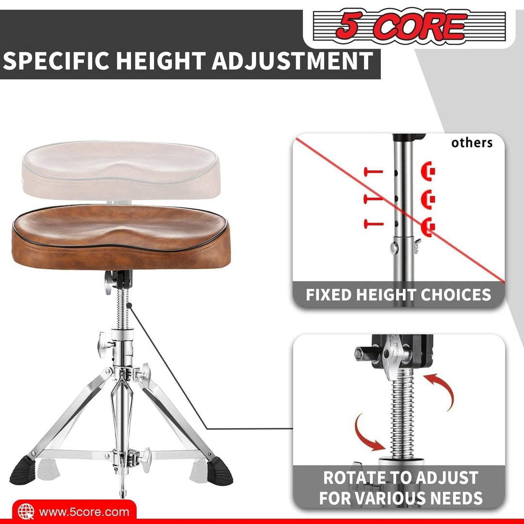 5Core Drum Throne Padded Guitar Stool Saddle Drummer Seat for Adults and Image 4