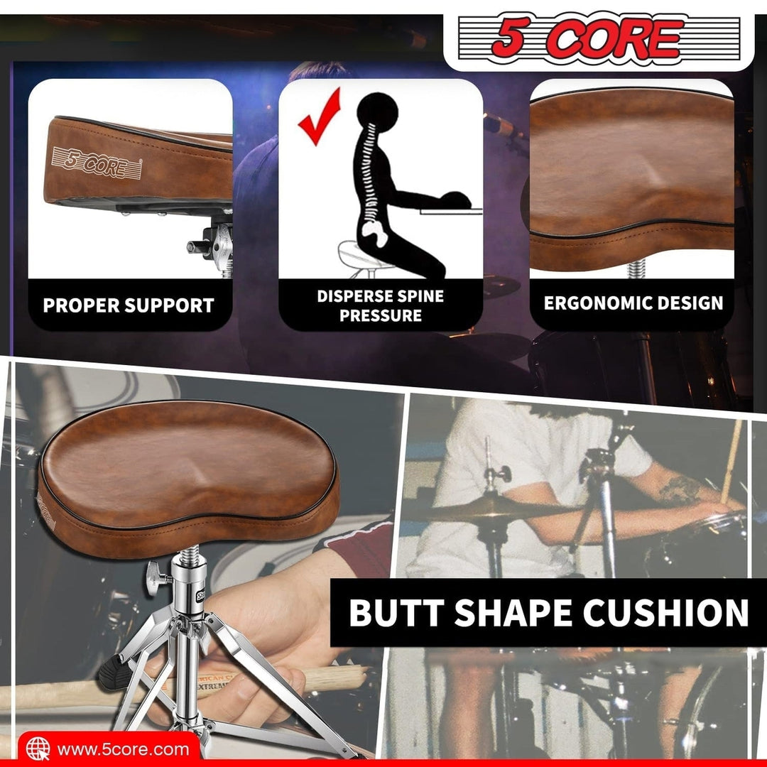 5Core Drum Throne Padded Guitar Stool Saddle Drummer Seat for Adults and Image 9