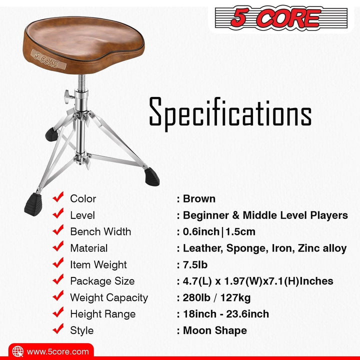 5Core Drum Throne Padded Guitar Stool Saddle Drummer Seat for Adults and Image 10