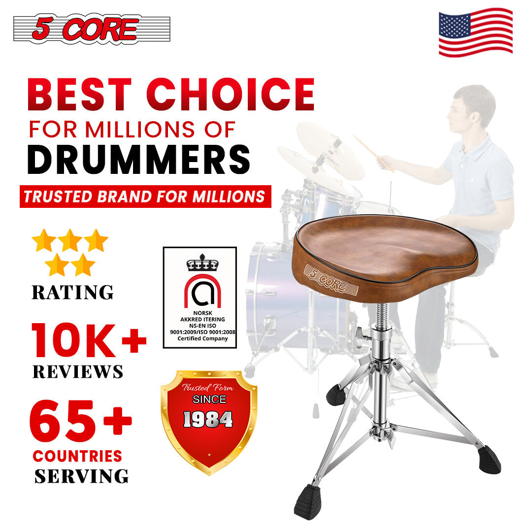 5Core Drum Throne Padded Guitar Stool Saddle Drummer Seat for Adults and Image 11