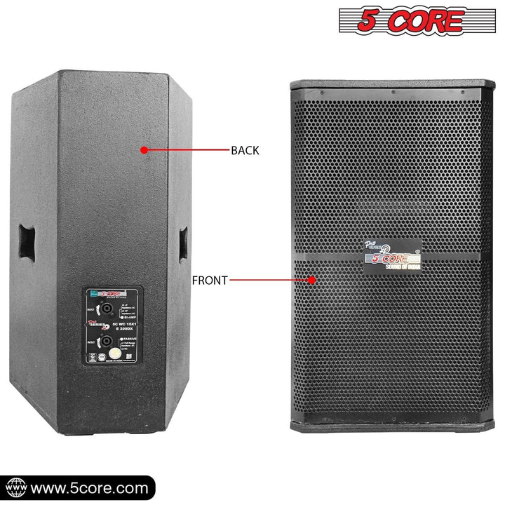 5Core Portable Cabinet PA DJ Speaker System 15 Inch 2000W Passive 2 Image 2