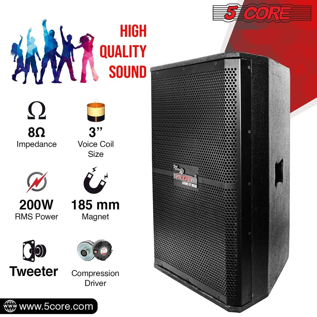 5Core Portable Cabinet PA DJ Speaker System 15 Inch 2000W Passive 2 Image 4