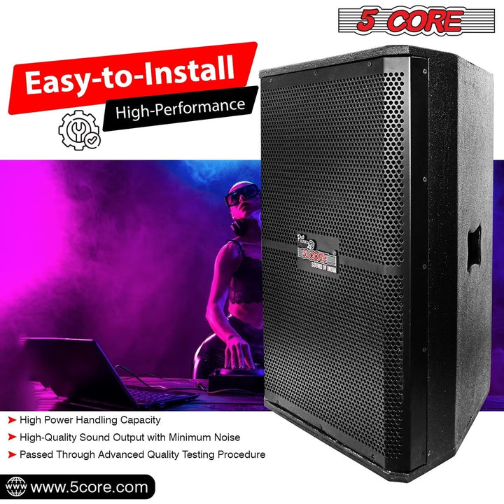 5Core Portable Cabinet PA DJ Speaker System 15 Inch 2000W Passive 2 Image 10