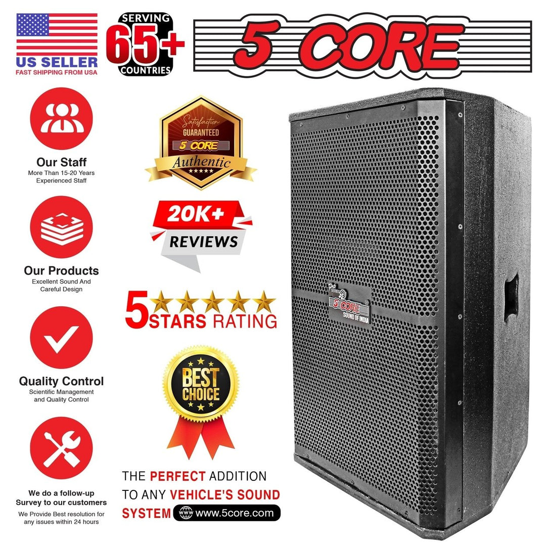 5Core Portable Cabinet PA DJ Speaker System 15 Inch 2000W Passive 2 Image 12