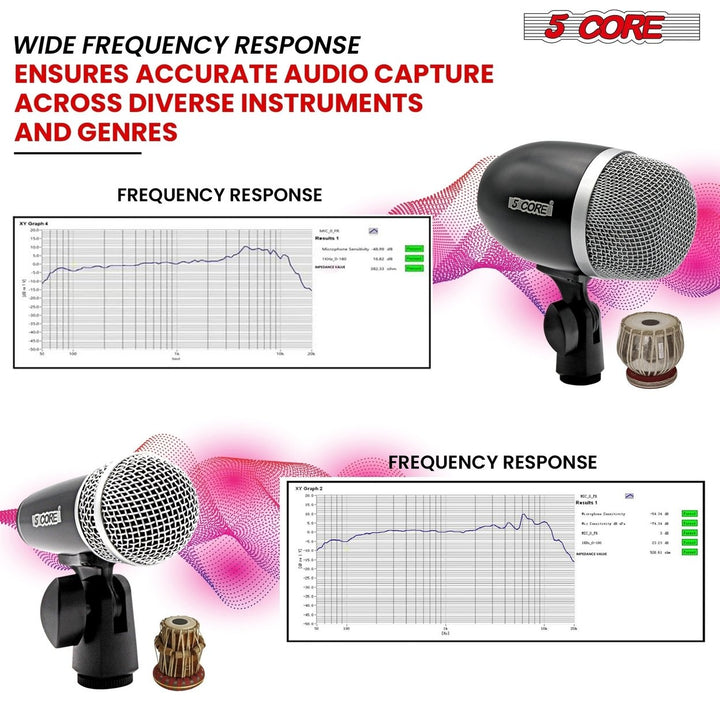 5Core Tabla Microphone Set Uni-Directional XLR Kick Snare Bayan Dayan Image 2