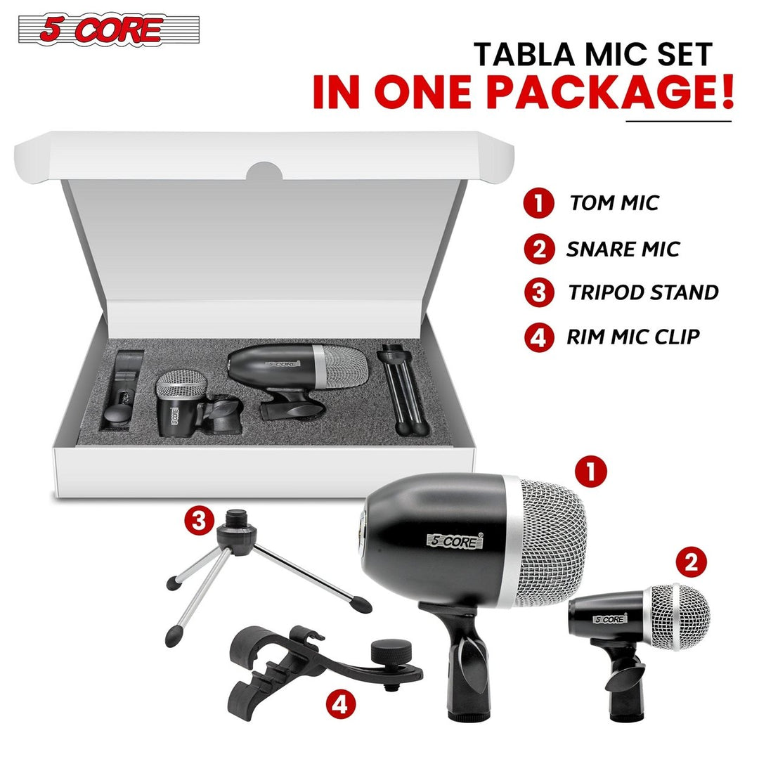 5Core Tabla Microphone Set Uni-Directional XLR Kick Snare Bayan Dayan Image 8