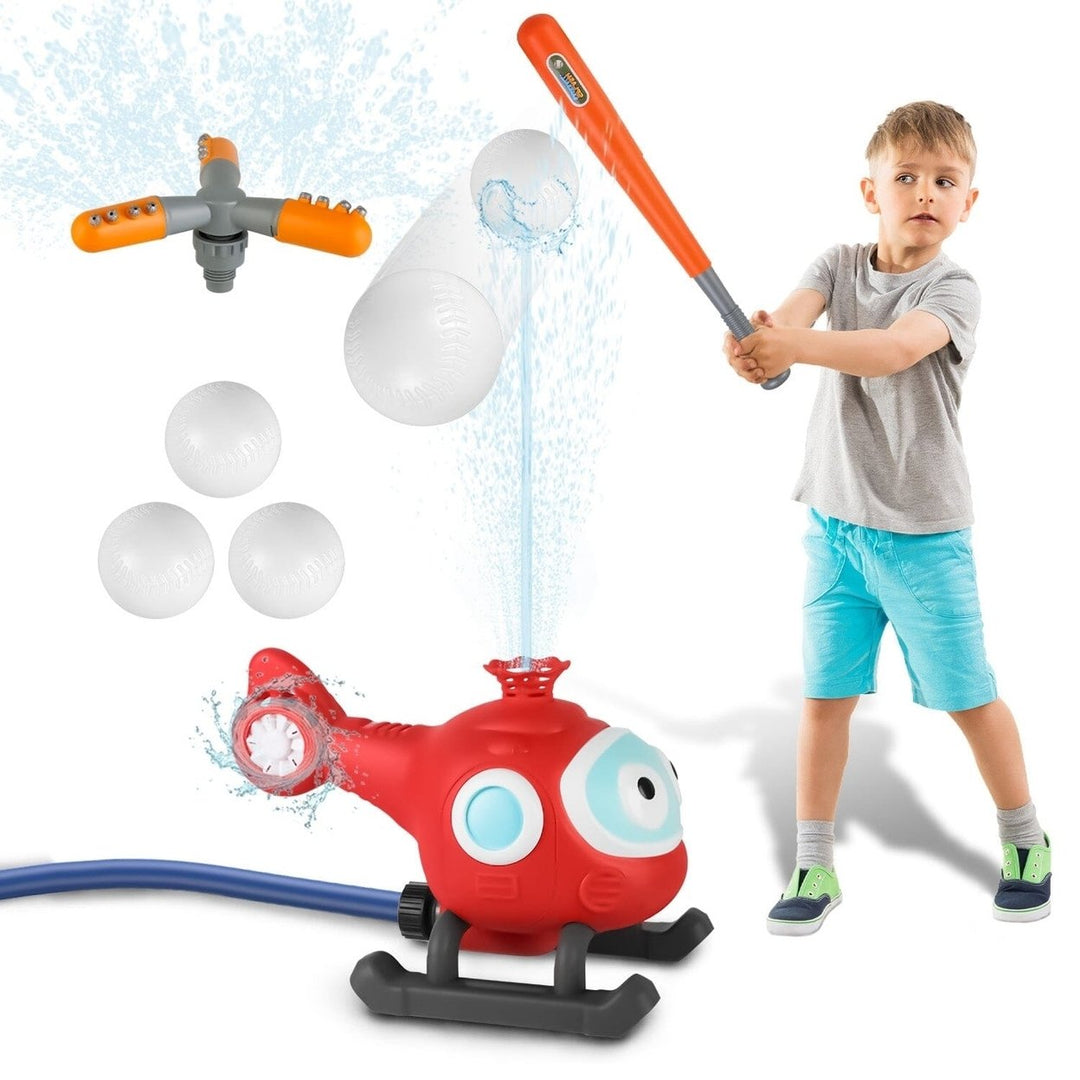 2-in-1 Water Sprinkler Baseball Helicopter Toy Image 1