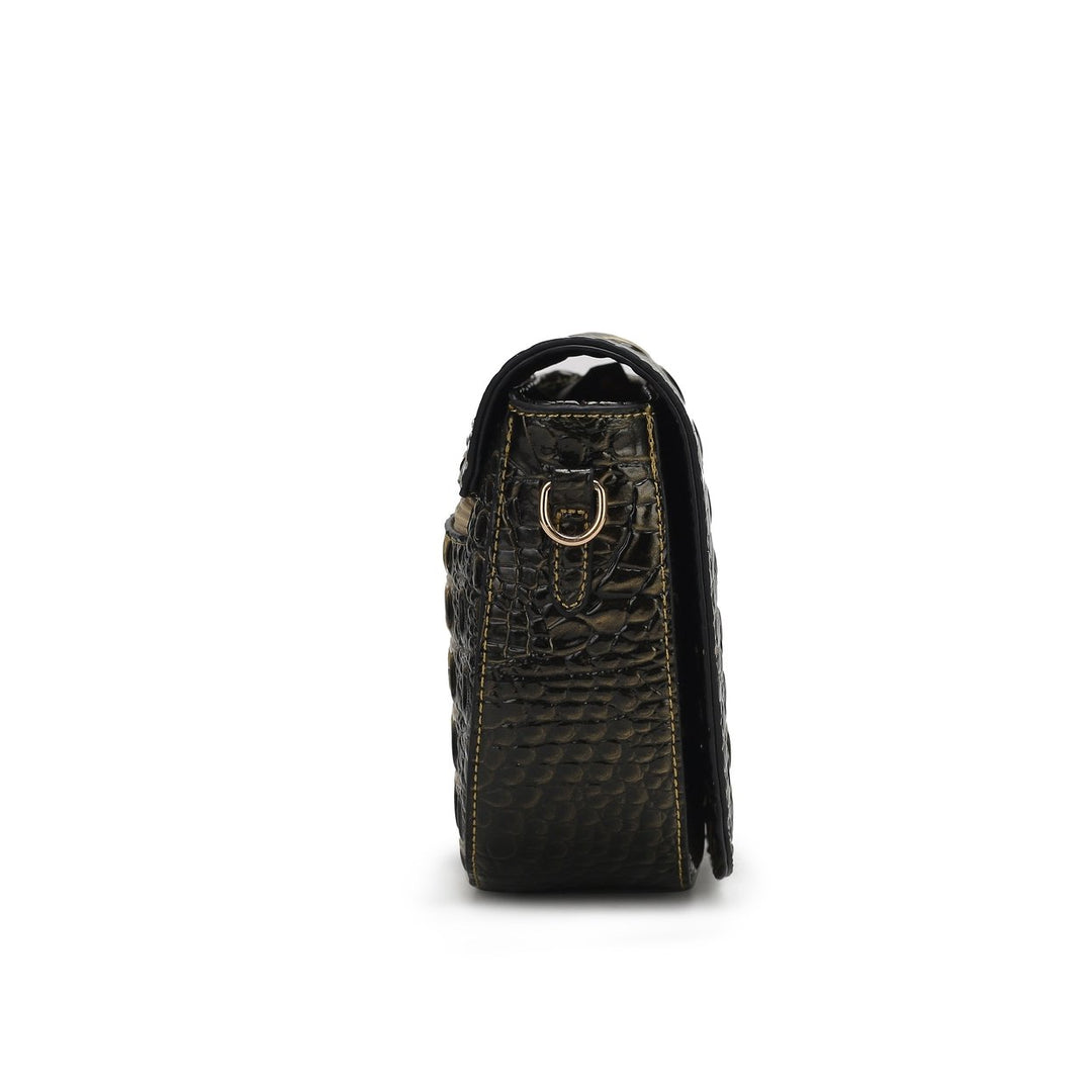 MKFCollection Amalia Croc-Embossed Crossbody Bag Vegan Leather Designer Handbag Image 4