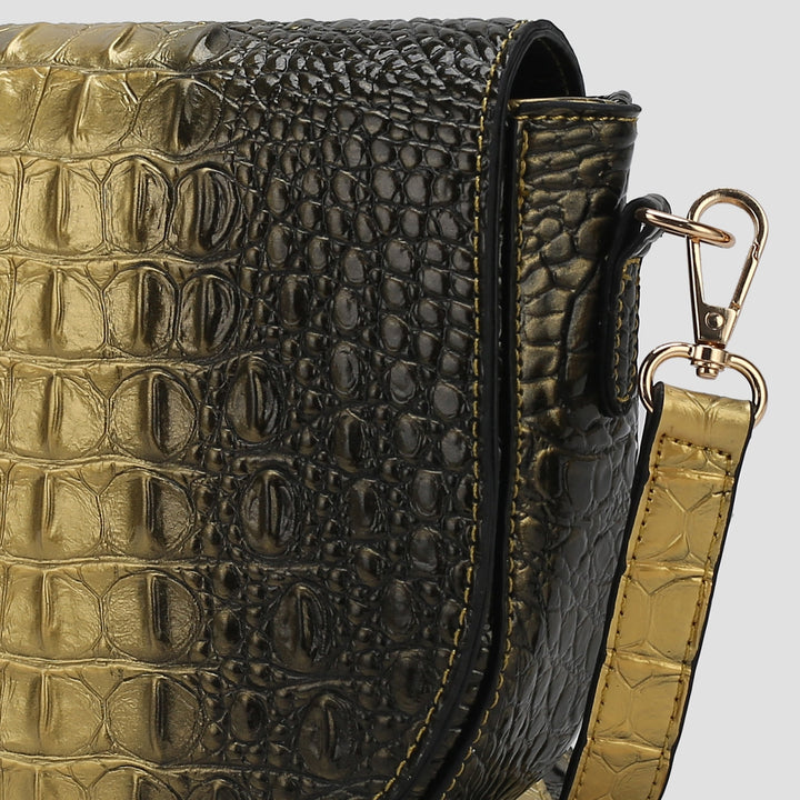 MKFCollection Amalia Croc-Embossed Crossbody Bag Vegan Leather Designer Handbag Image 4