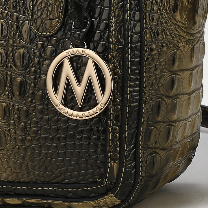 MKFCollection Aphelia Croc-Embossed Handbag - Vegan Leather Designer Handbag Image 6