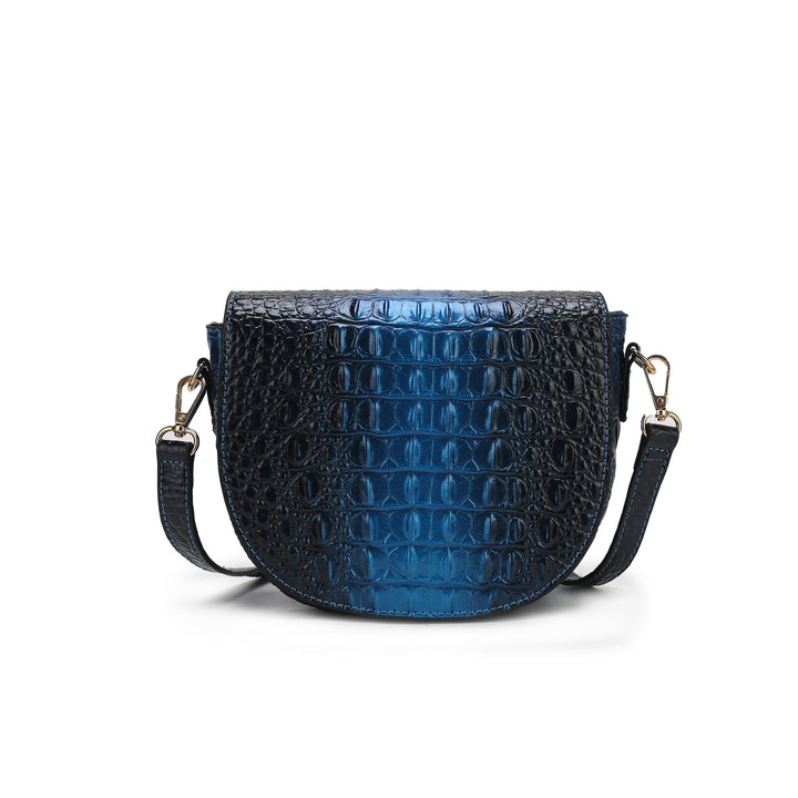 MKFCollection Amalia Croc-Embossed Crossbody Bag Vegan Leather Designer Handbag Image 7