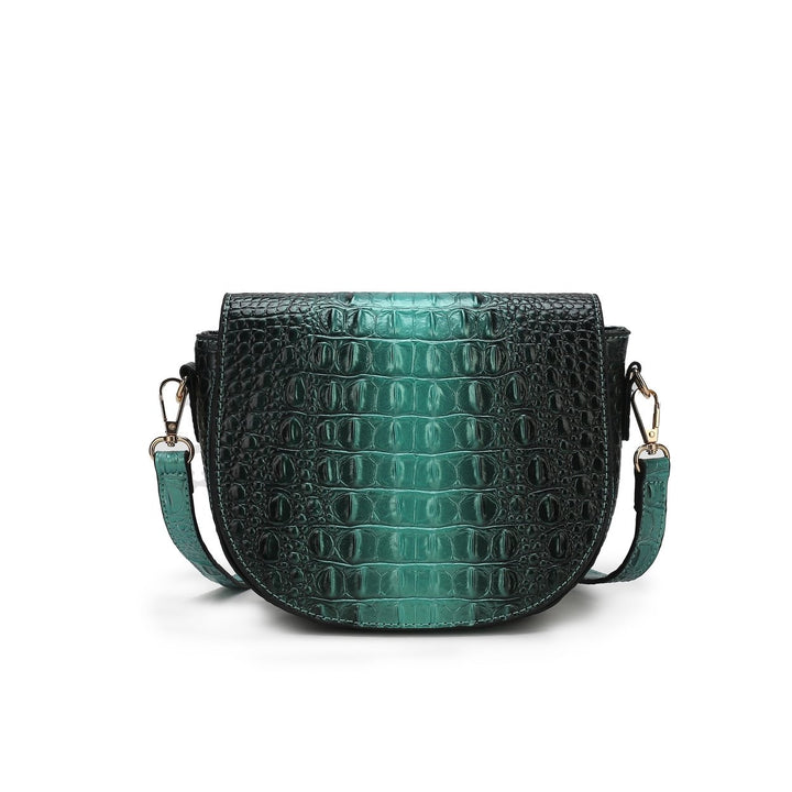 MKFCollection Amalia Croc-Embossed Crossbody Bag Vegan Leather Designer Handbag Image 9