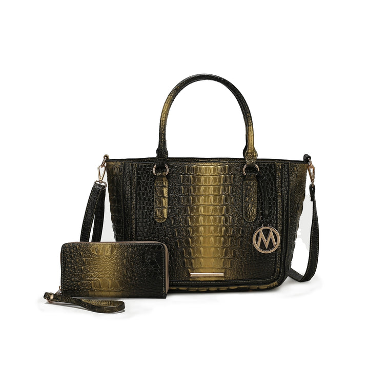 MKFCollection Aphelia Croc-Embossed Handbag - Vegan Leather Designer Handbag Image 8