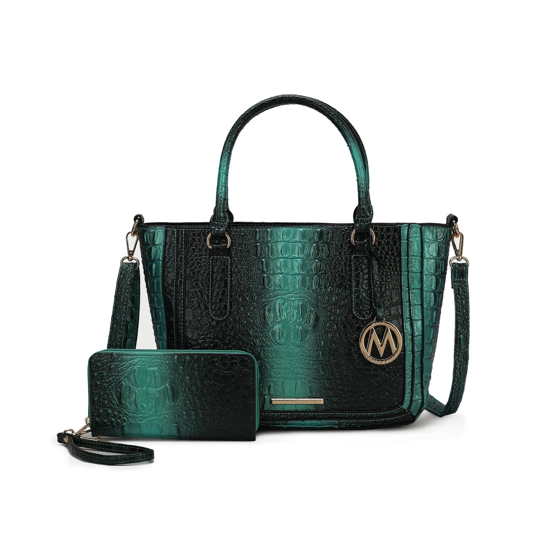 MKFCollection Aphelia Croc-Embossed Handbag - Vegan Leather Designer Handbag Image 10