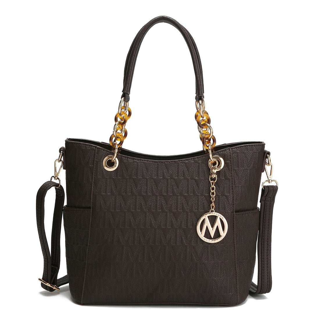 MKFCollection Rylee Signature Tote Bag - Vegan Leather Designer Handbag Image 8