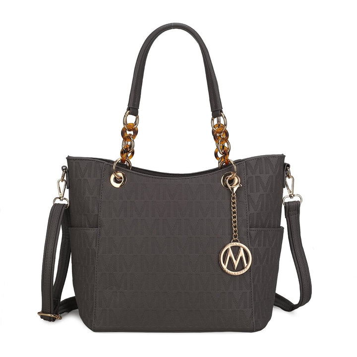 MKFCollection Rylee Signature Tote Bag - Vegan Leather Designer Handbag Image 1