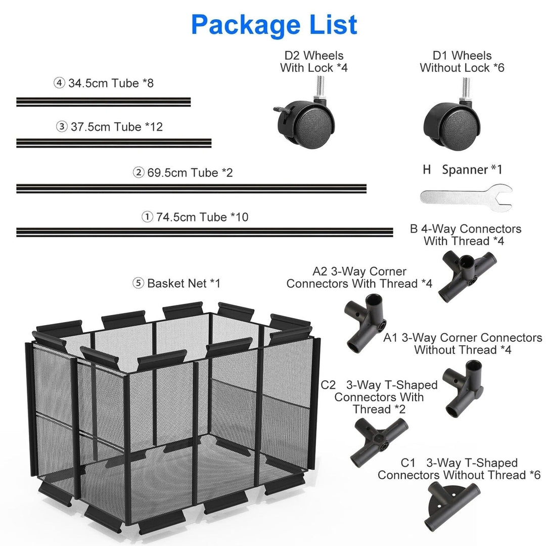 210 Gallon Pool Storage Bin Organizer Rolling Mesh Storage Basket with Lockable Wheels Image 12